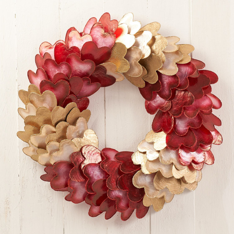 The Holiday Aisle® 20" Capiz Heart Wreath Wayfair